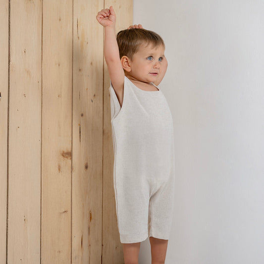 Light Linen Latte Oversized Baby Jumpsuit