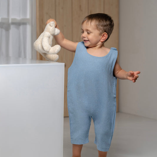 Light Linen Ocean Oversized Baby Jumpsuit