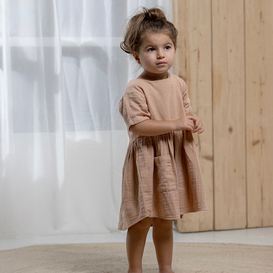 Muslin Marmelade Pink Baby Girl Dress