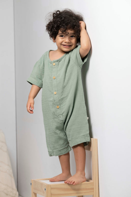 Muslin Mint Green Baby Onesie
