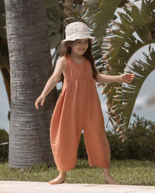Linen Apricot Jumpsuit